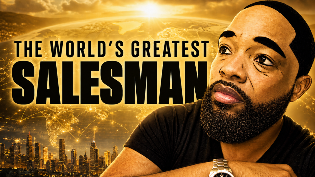 Simba Mudonzvo, author of The 1-Page Digital Marketing Plan, on the cover of the featured image for an essay titled, 'The World's Greatest Salesman'